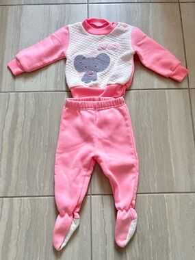 12 Month Two-Piece Footed Outfit with Elephant